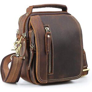 Men's Leather Shoulder Bag Convertible Fanny Purse Crossbody Satchel Travel Bag